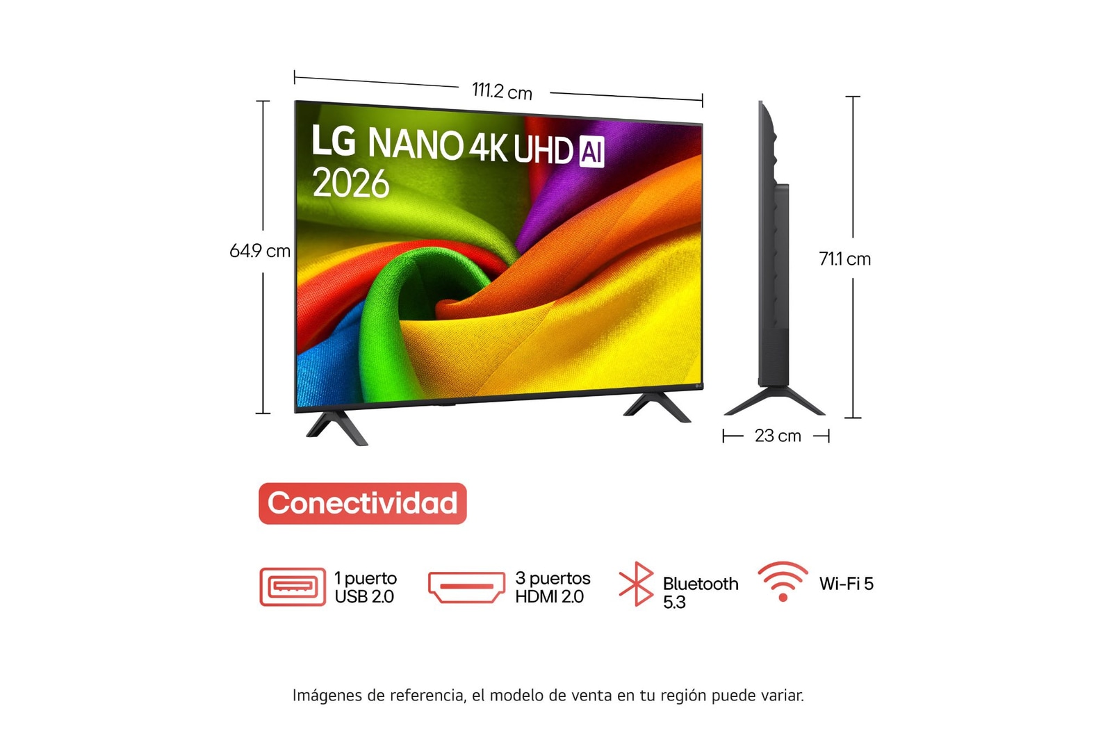 La LG NANO 4K UHD AI NU85 cuenta con AI Hub para la personalización, con un ícono de IA sobre un control remoto rodeado de etiquetas para Multi AI Search, AI Concierge, AI Voice ID con Mi página, AI Chatbot, AI Picture Wizard y AI Sound Wizard.